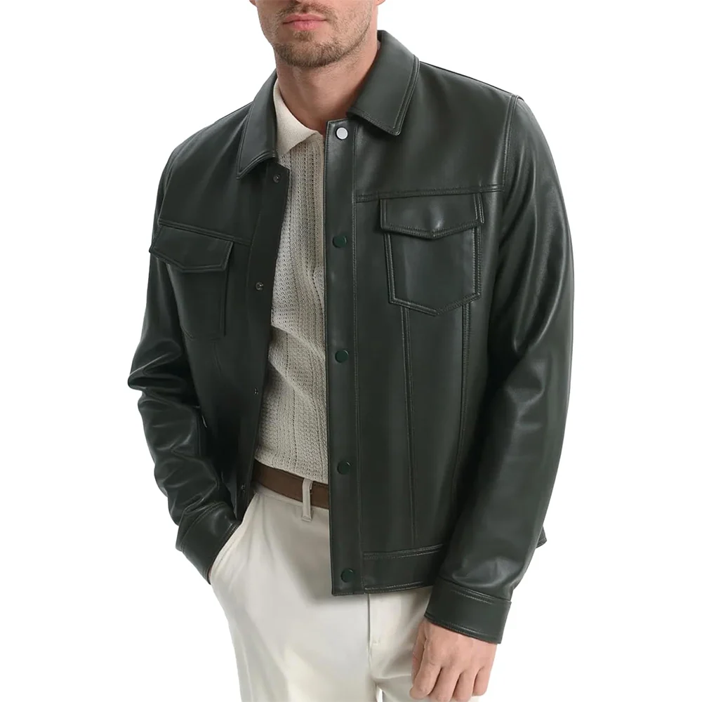 Mens-Shirt-Style-Collar-Green-Lambskin-Leather-Jacket-Front.webp