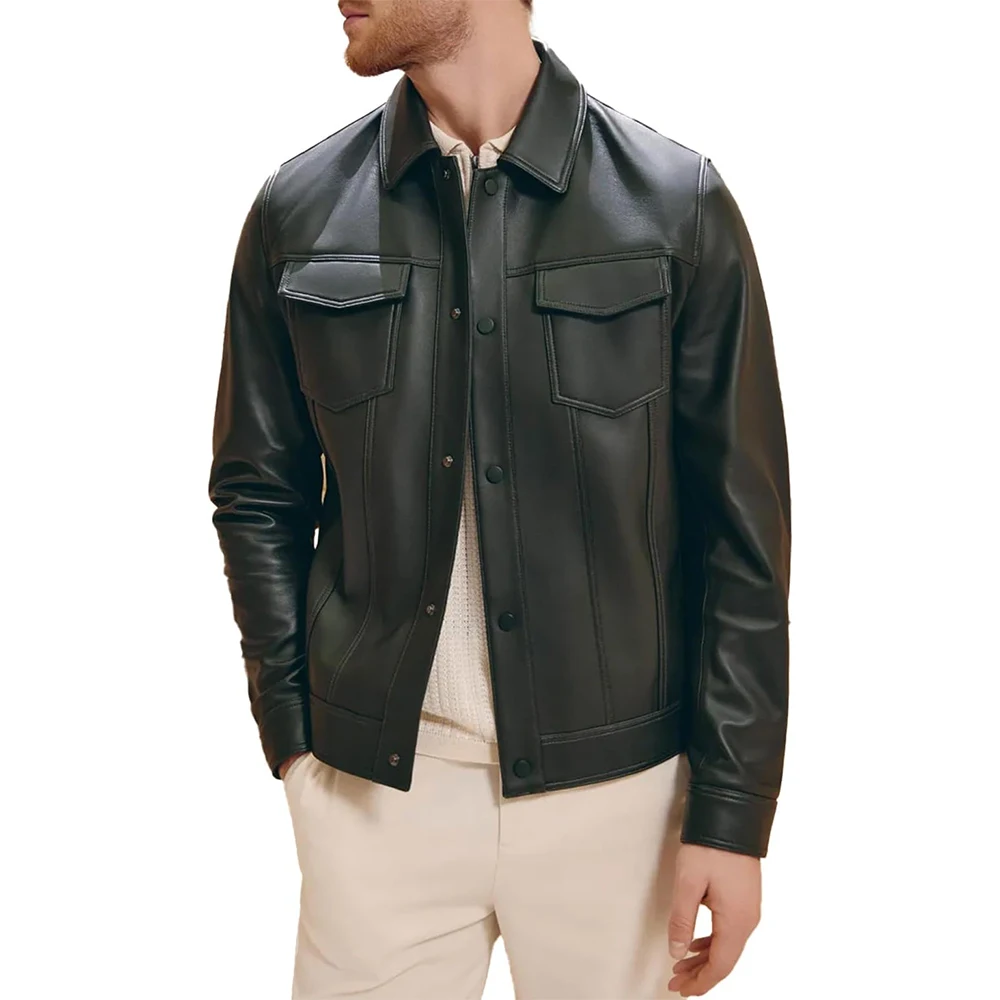 Mens-Shirt-Style-Collar-Green-Lambskin-Leather-Jacket.webp
