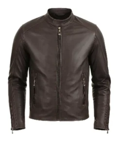 Mens Wislo Bomber Brown Leather Jacket