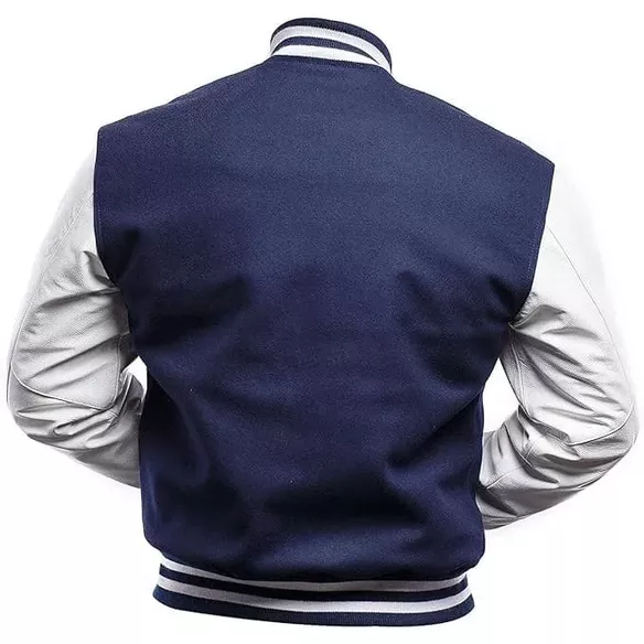 Navy Blue And White Letterman Jacket - Image 2