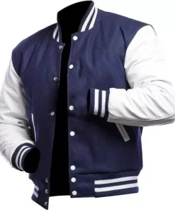 Navy Blue And White Letterman Jacket
