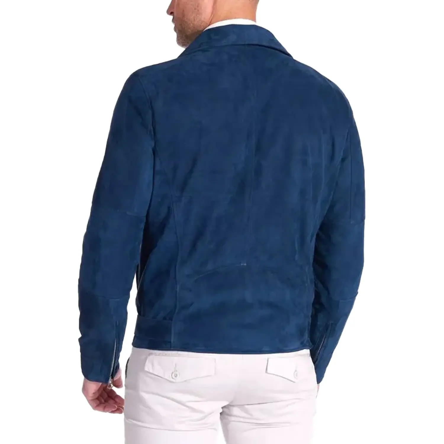 Navy Blue Suede Jacket For Mens - Image 2