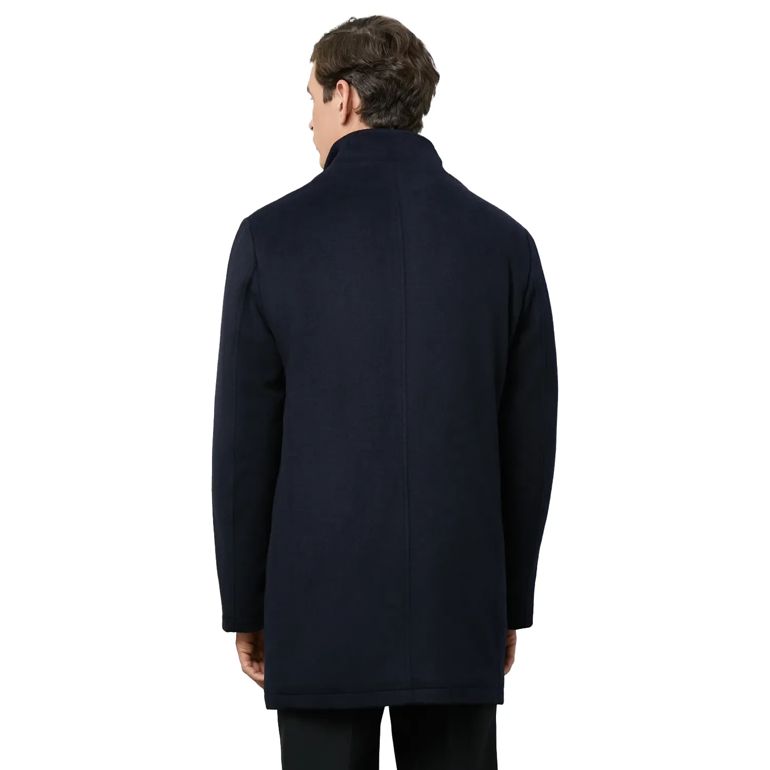 Navy Blue Wool Coat For Mens - Image 3