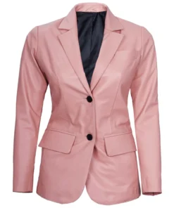 Pink Leather Blazer For Womens