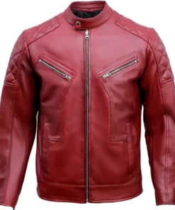 Red Quilted Leather Jacket Mens