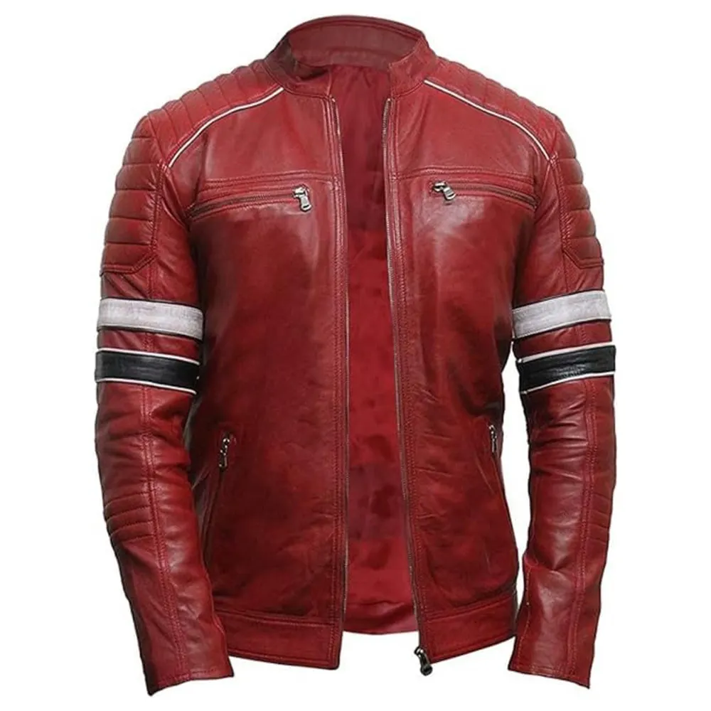 Retro Style Cafe Racer Genuine Leather Jacket - Image 2