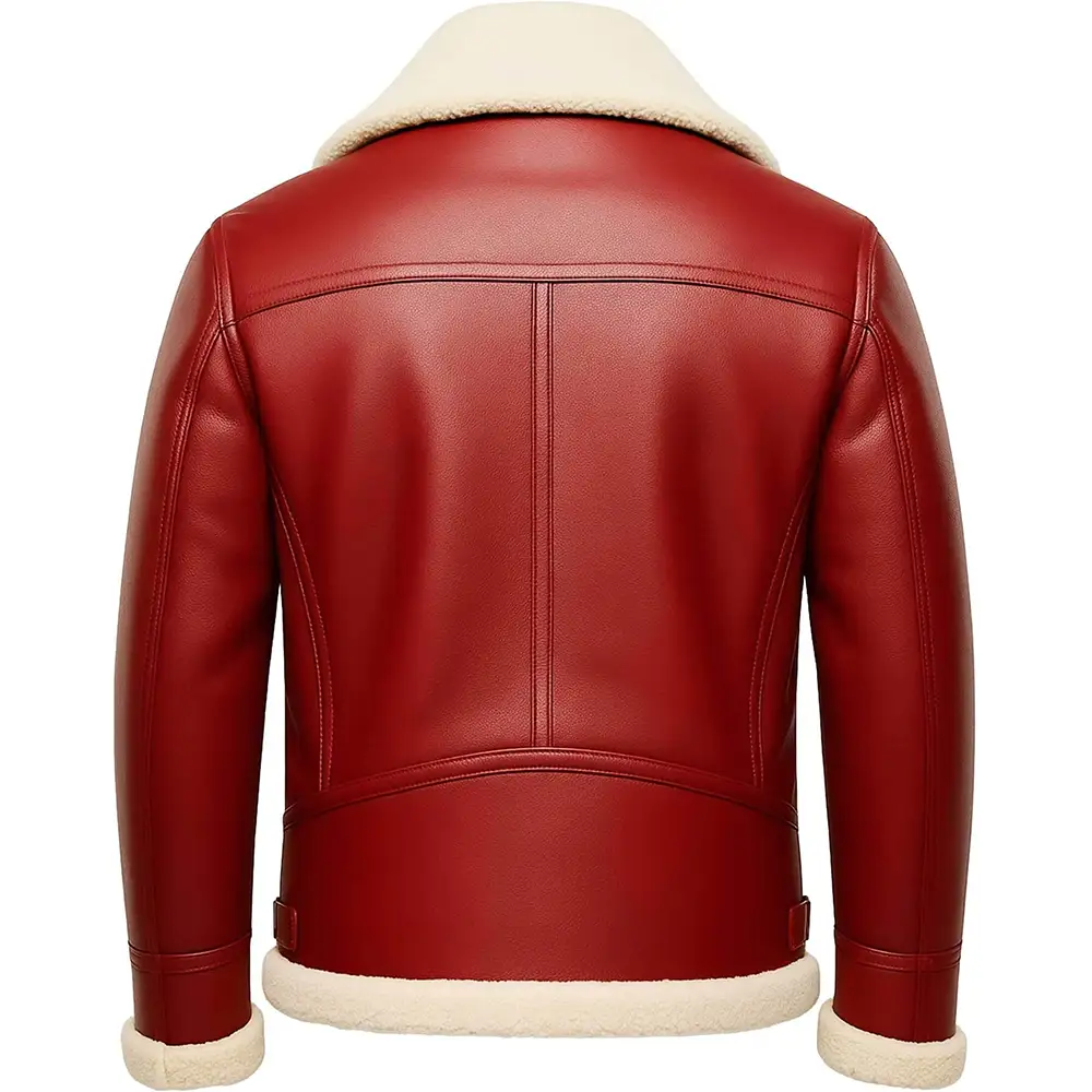 Santa Red Black Faux Shearling Jacket - Image 6
