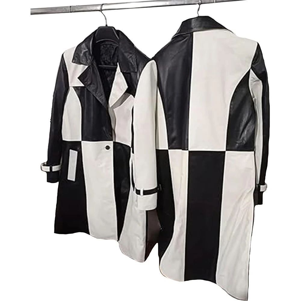 Two Tone Leather Trench Coat - Image 4