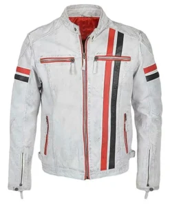 Men's VN1 White Leather Jacket