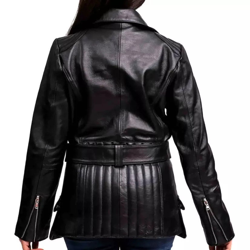 Vintage Black Leather Coat - Image 2