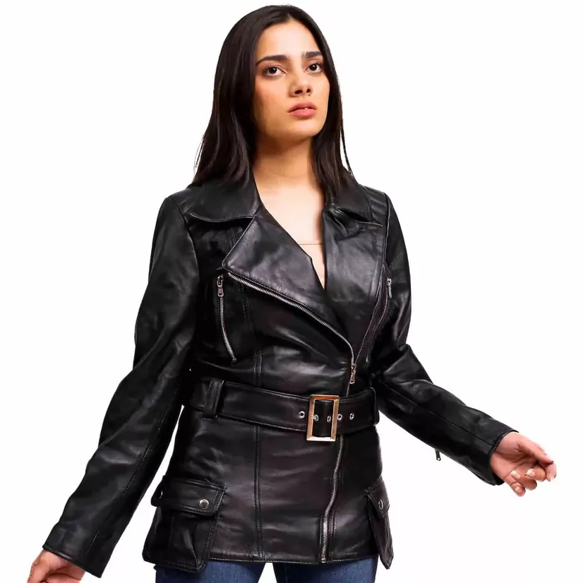 Vintage Black Leather Coat - Image 3
