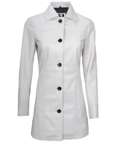 White Leather Coat Womens