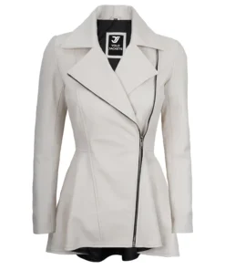 Womens White Peplum Leather Jacket