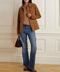 Women Safari Brown Suede Jacket