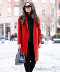 Long Red Wool Coat For Womens