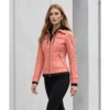 Womens-Pink-Bomber-Leather-Removable-Hooded-Jacket.webp