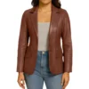 Womens-Two-Button-Real-Leather-Cognac-Blazer-Jacket.webp