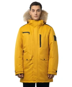 Men's Yellow Winter Faux Fur Coat