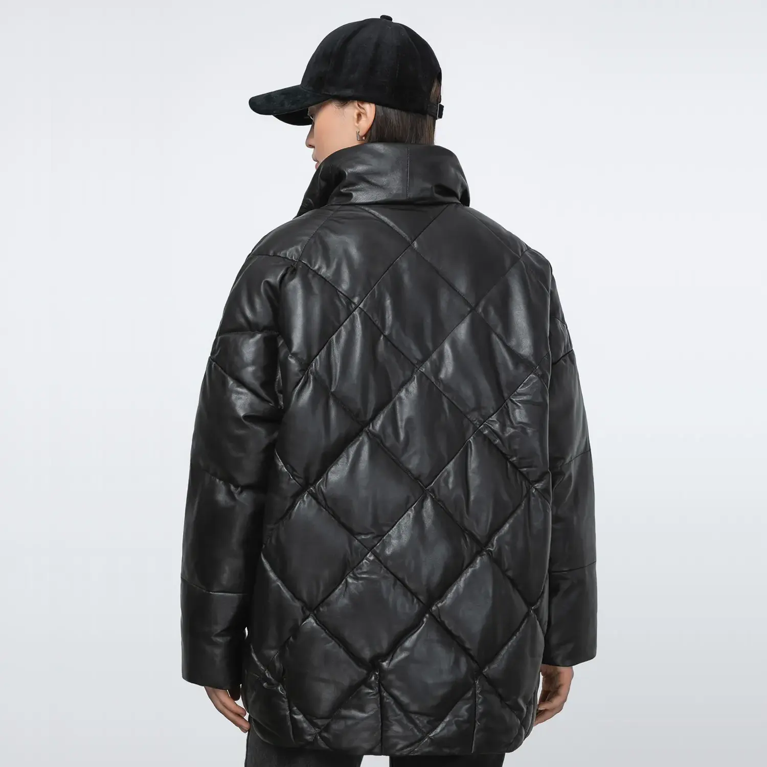 Women Diamond Quilted Black Puffer Jackets - Image 3