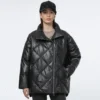 Women Diamond Quilted Black Puffer Jackets