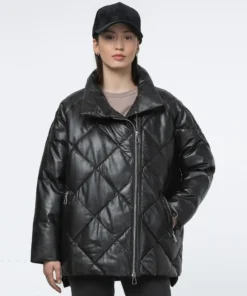 Women Diamond Quilted Black Puffer Jackets