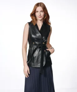 Black Leather Vest For Womens