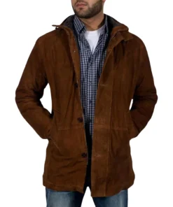 Brown Suede Coat For Mens