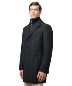 Dark Grey Wool Coat For Mens