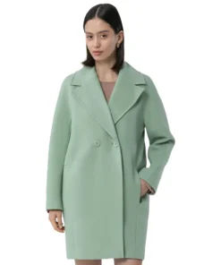 Pale Apple Green Wool Coat For Ladies