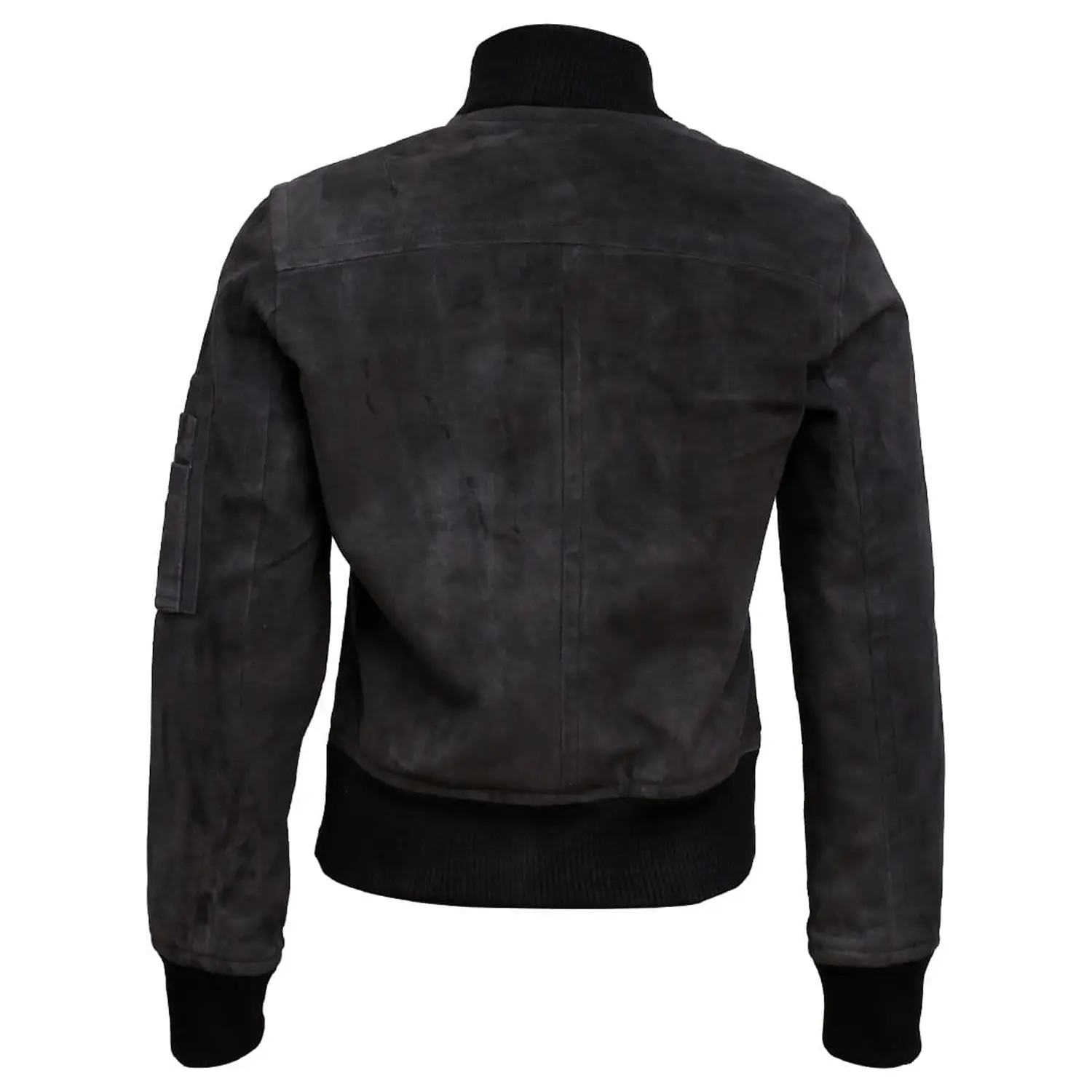 Grey Suede Bomber Jacket For Womens - Image 3