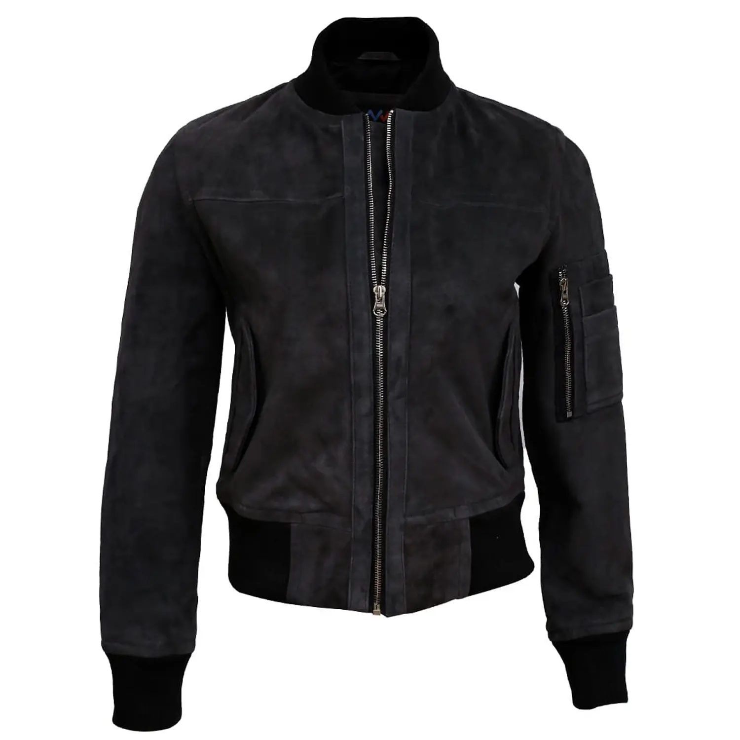 Grey Suede Bomber Jacket For Womens