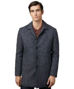 Grey Wool Overcoat For Mens