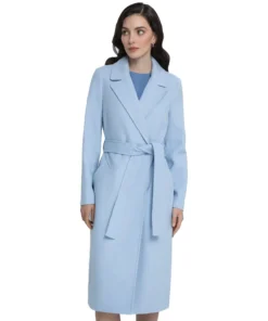 Light Blue Wool Coat For Womens