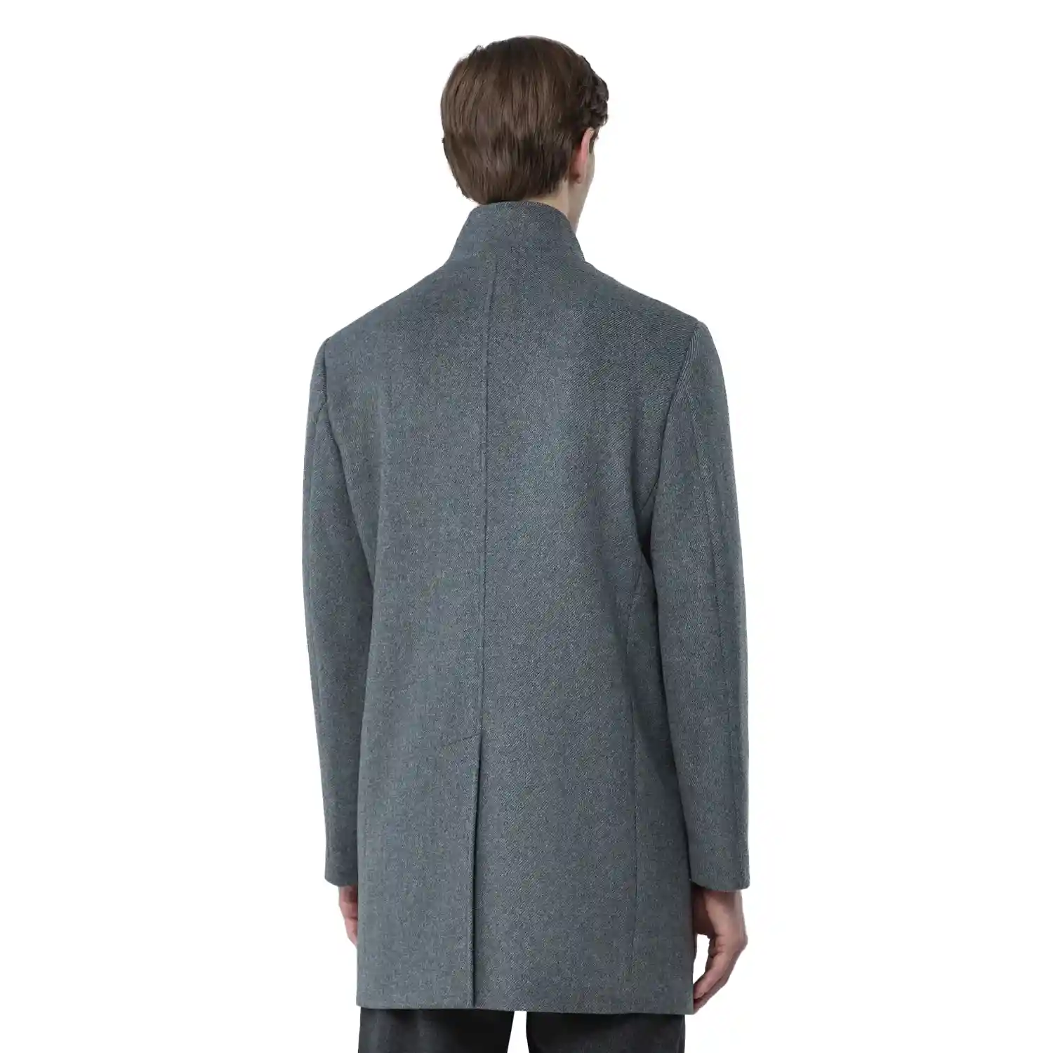 Light Grey Wool Coat For Mens - Image 3