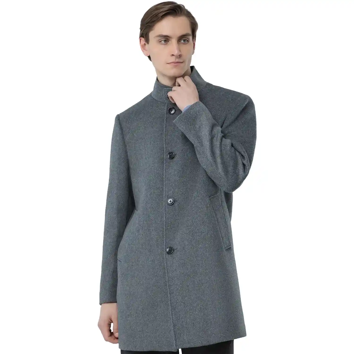 Light Grey Wool Coat For Mens