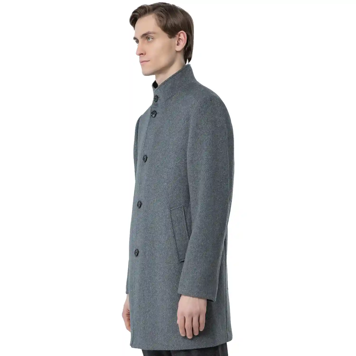 Light Grey Wool Coat For Mens - Image 4