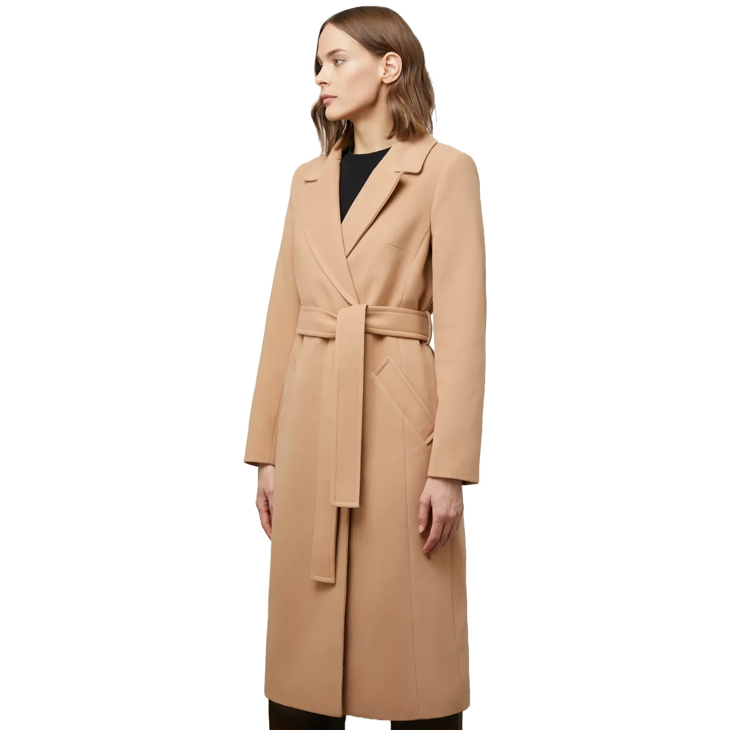 Long Brown Wool Coat For Womens - Image 3