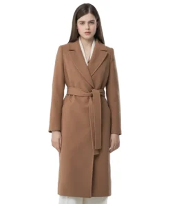 Long Camel Wool Coat For Womens