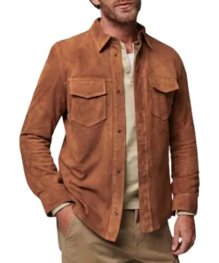 Brown Suede Trucker Jacket For Mens