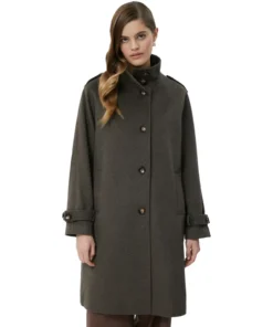Olive Green Wool Coat For Womens