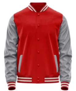 Mens Red And Grey Letterman Jacket