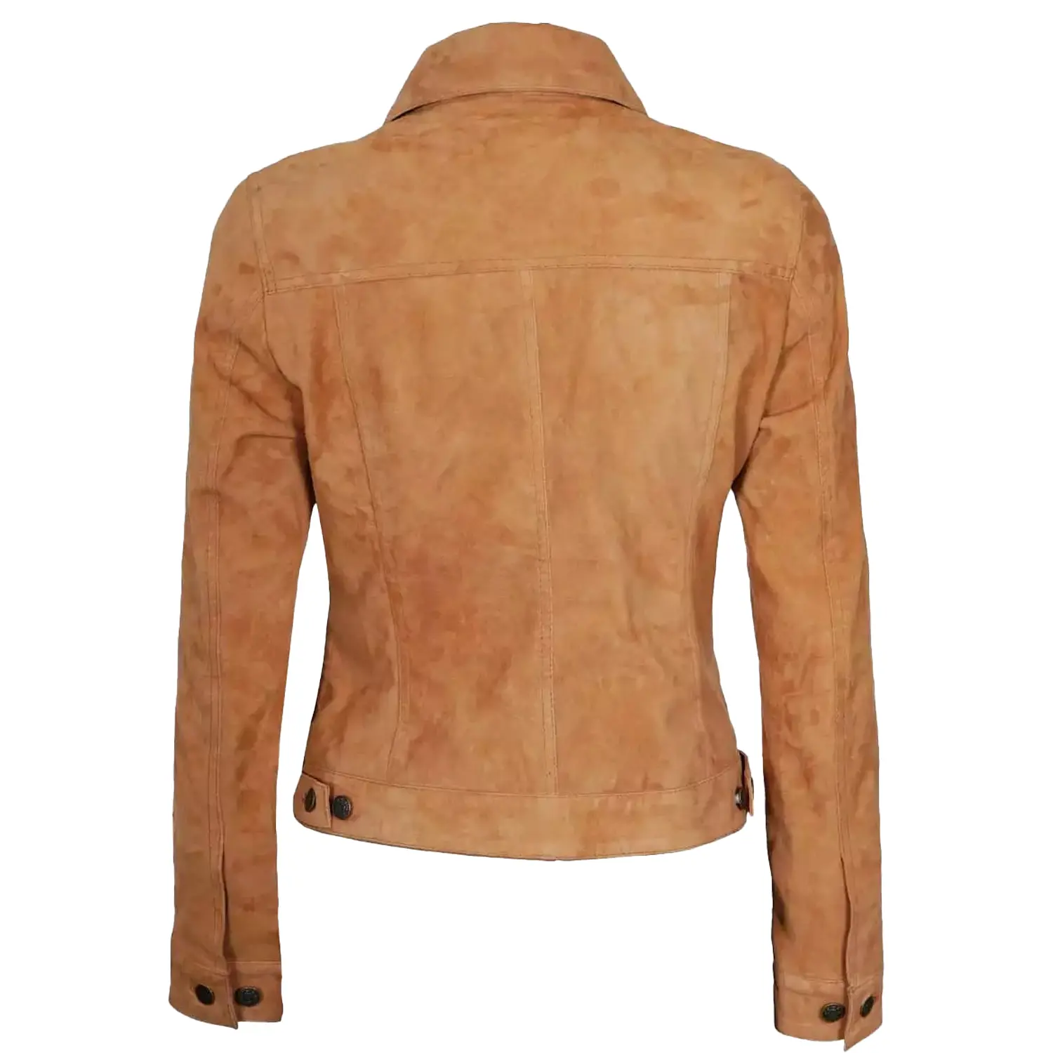 Light Brown Suede Trucker Jacket For Womens - Image 2