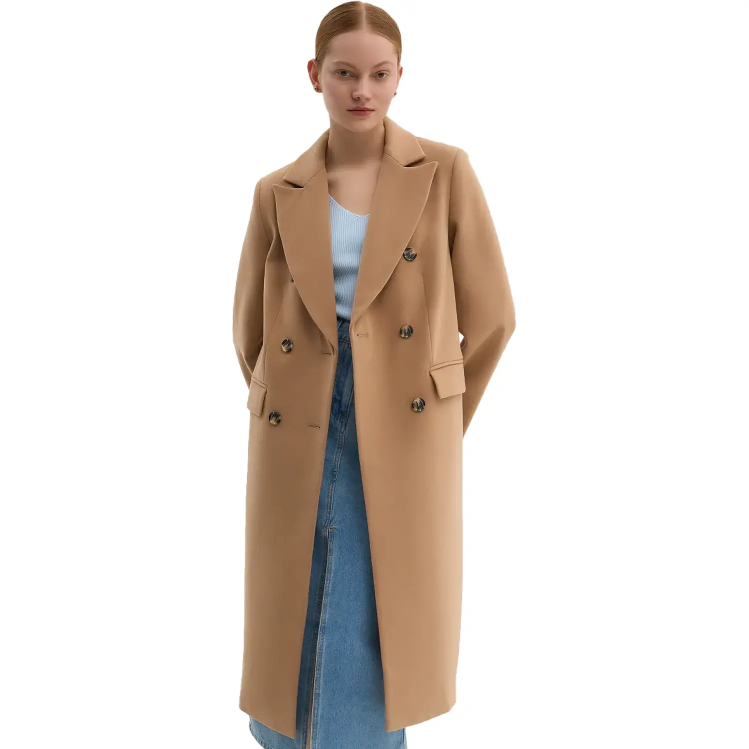 Tan Wool Coat For Womens - Image 2