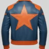 Buy Timothée Chalamet Marty Supreme Star Blue And Orange Leather Jacket