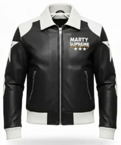 Timothée Chalamet Marty Supreme Star Leather Jacket For Sale